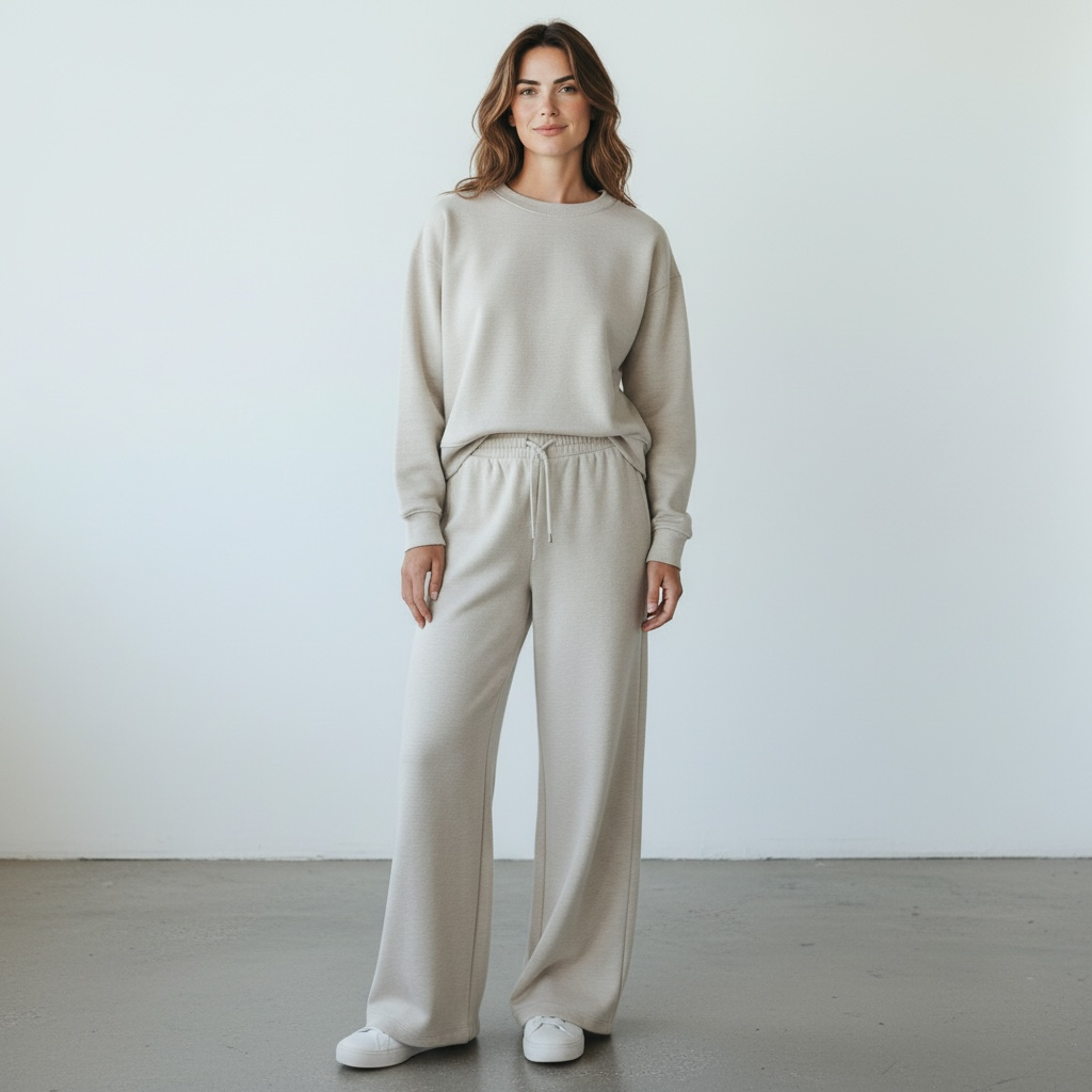 Zenana Ash Mocha Cozy Lounge Set Top & Wide Leg Pants (New)